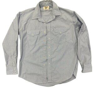 Vintage Ruddock Manufacturing Co. Western shirt Blue & White Stripes Size 17/36